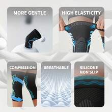 AA MASEDA 1pc High Elasticity Knee Support, Compression Wrap For Knee Joint Support, 3D Knitted Fabric - Breathable And Comfortable, Suitable For Men And Women Running, Basketball, Fitness, Exercise - Black - View 8