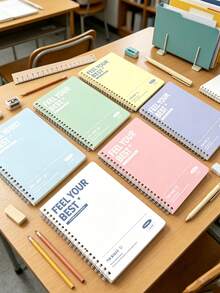 1/10 cuốn sổ tay lò xo đôi phong cách thẩm mỹ cho học sinh trường học đại học ghi chép môn học học tập bìa màu pastel sổ ghi nhớ cho văn phòng họp làm việc lập kế hoạch nhật ký viết tập văn phòng phẩm sổ tay - Nhiều kiểu dáng - Xem 3