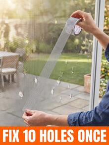 Versatile Screen Repair Tape With Fine Mesh Trimmable Design Sturdy Screen Repair Kit For Diyers Weatherproof Self Adhesive Mesh Patch To Fix Patio Net Scratches Home Window Privacy Film Room Mosquito Net Camping Curtains Decor Essentials - Repair Subsidy - View 7