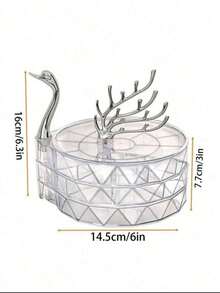 Transparent Acrylic Hair Accessory Storage Box & Swan Jewelry Storage Rack, Multi-Layer Hair Tie & Headband Storage Rack, 3-Tier Drawer Gold Jewelry Tree Rack For Necklaces, Earrings, Rings, Smoke Gray Desktop Vanity Storage Box, Suitable For Women & Girls, Bedroom Bathroom Vanity Elegant Home Decor - Multicolor - View 7