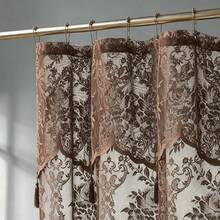 WARM HOME DESIGNS Lace Shower Curtain With Attached Valance And Tassels. Luxury Vintage Shower Curtain In 4 Sizes And 4 Colors. - Chocolate - 查看 2