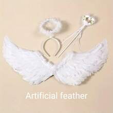 3pcs/Set Creative Angel Feather Wings, Fairy Wand, Headband Toy Set, Christmas/Halloween/Thanksgiving/Birthday Gift [Some Details In Random Colors (Artificial Feathers)] - Multicolor - View 19