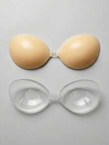 2pcs/Set Silicone Seamless Invisible Nipple Covers - See-Through + Nude, Reusable, Suitable For Sheer Tops - Multicolor - View 18