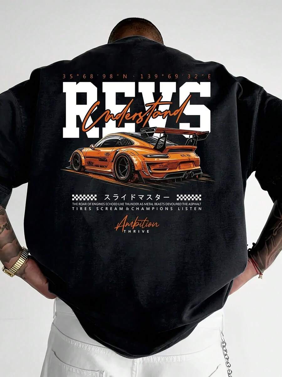 Graphic T-Shirts Fashion T-Shirt For Men Top - Black - View 1