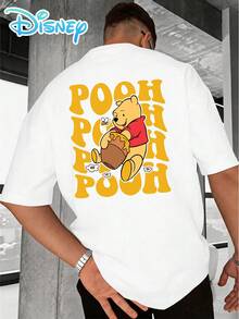 Camisetas con motivos de Disney, estampado de Winnie the Pooh, estilo de dibujos animados divertidos, camisetas para hombre, ropa informal para el día a día, estilo urbano, adecuadas para actividades de ocio y deportes al aire libre, ropa de verano, conjuntos para parejas. - Blanco - Ver 1