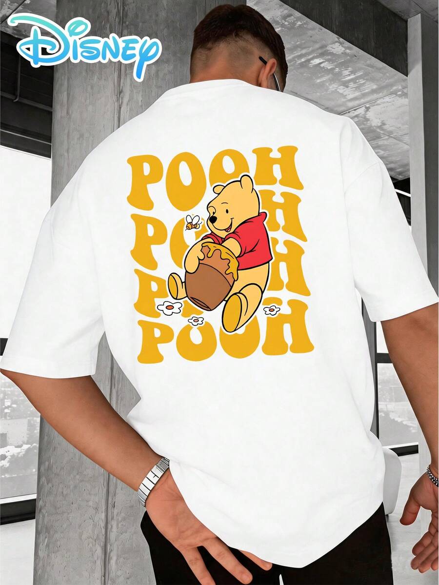 Camisetas con motivos de Disney, estampado de Winnie the Pooh, estilo de dibujos animados divertidos, camisetas para hombre, ropa informal para el día a día, estilo urbano, adecuadas para actividades de ocio y deportes al aire libre, ropa de verano, conjuntos para parejas. - Blanco - Ver 1