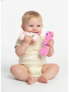 Juguete de Silicona para Bebés con Forma de Controlador de Videojuegos para el Desarrollo de Habilidades Motoras Finas Montessori - Rosa - Ver 8