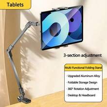 WOWSSYO Foldable Phone & Tablet Stand, Adjustable Carbon Steel Arm With 360° Rotating Base, Easy Storage, Suitable For Desk And Bed - Multicolor - View 13