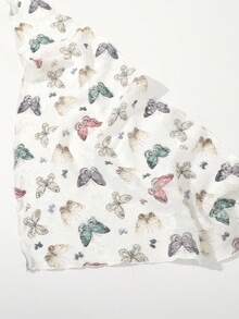 1pc Fashion Bohemian Colorful Bionic Butterfly Print Triangle Bandana Hair Scarf For Women, Spring/Summer Pastoral Fresh Style Hair Accessory Suitable For Daily Wear - White - View 7