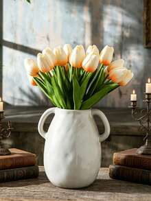 10pcs Real Touch Artificial Tulip Flowers, Faux Tulips For Decoration, Room Decor, Home Decor, Wedding Decor, Bouquet - Light Orange - View 4