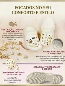 Chinelo babuche baixa Croco 100% EVA com pingente-macio e confortável - lilas - Visão 2