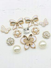 26pcs Set French Elegant Bowknot & Flower Decorative Buttons For DIY Sandals - Gold - View 3