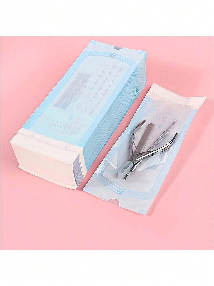 200 pièces/Pack Sacs de nettoyage pour outils à ongles, auto-scellants, plusieurs tailles disponibles, sacs de rangement sans odeur, convenant pour les outils à ongles, les outils de pédicure, les outils de tatouage, les outils dentaires, les fournitures pour ongles, les outils d'art des ongles. Fournit une protection stérile après stérilisation, prévient la contamination croisée, consommables de désinfection essentiels pour les salons de manucure, les studios de tatouage, les cliniques dentaires et l'utilisation quotidienne