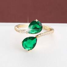 1pc Fashionable Geometric Water Drop Shaped Criss-Cross Artificial Zirconia Adjustable Ring For Women - Multicolor - View 7