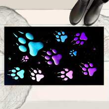 1pc Neon Paw Print Pattern Printed Kitchen Mat Non-Slip Floor Mat, Holiday Party Decoration Mat, Carpet, Non-Slip Oil-Proof Foot Mat, Quick-Dry Carpet, Suitable For Kitchen, Hallway, Bathroom, Laundry Room Home Decor - Multicolor - View 8