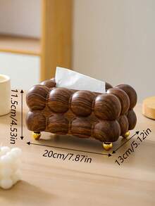 1 buah Kotak Tisu Veneer Walnut Elegan, Desain Serat Kayu Imitasi - MultiWarna - View 12