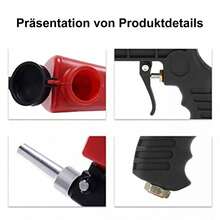 Pneumatische Sandstrahlpistole mit ergonomischem Griff, Druckluft-Sandstrahler für Rost-, Öl-, Farb- & Schmutzentfernung – ideal für Karosseriebau, Metallbearbeitung & Heimwerker, robustes Reinigungswerkzeug für Garage & Werkstatt, effizientes Sandstrahlgerät - Schwarz - Übersicht 6