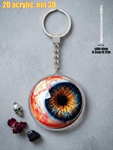 1pc Creative Funny Eyeball Flat Acrylic Keychain, Unisex Eye-Catching Bag Charm Decoration, Portable Personalized Art Key Organizer, Suitable For Daily Home Decor, Prank Gadget - Multicolor - View 7