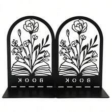 Hollow Metal Bookend With Natural Floral Pattern, Suitable For Organizing And Decorating Bookshelves And Bookcases, An Artistic Gift For Book Lovers, Bibliophiles And Office Workers - One Size - View 14