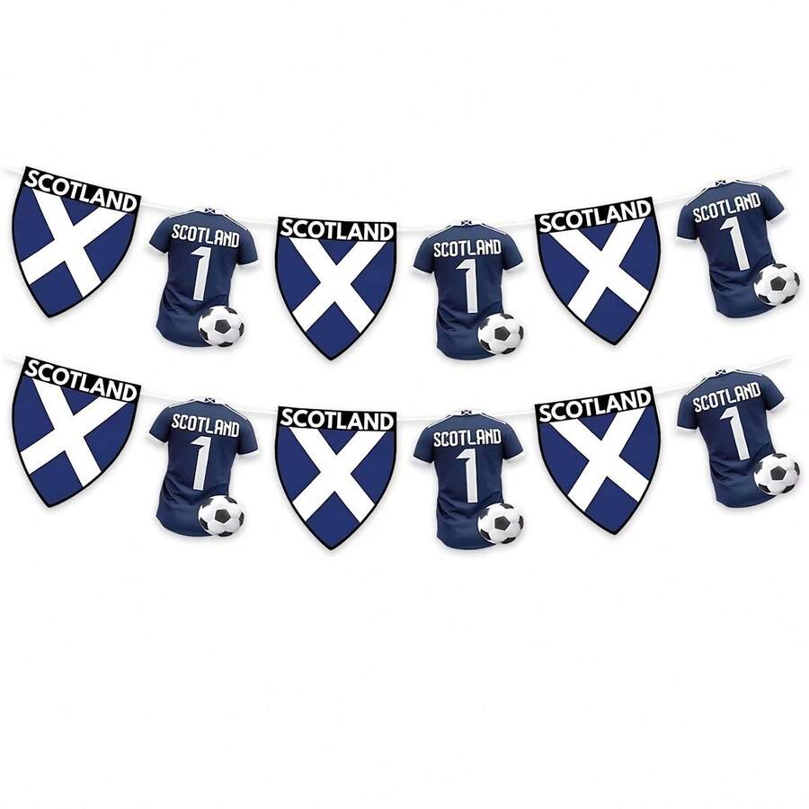 1 Set, Bandera de Fútbol "¡Vamos Escocia!", Decoración de Bandera para Reunión de Fans del Equipo de Escocia, Bandera de Camiseta del Equipo de Fútbol de Escocia, Decoración de Fiesta con Tema de Bandera Saltire, Bandera de Fútbol de Escocia, Emblema del Equipo de Escocia, Bandera de Reunión de Fans con Tema de Camiseta y Fútbol - Camiseta de fútbol digital escocesa - Ver 1