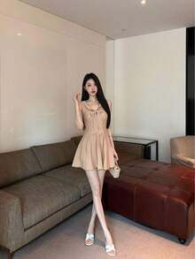 Women Midi Dresses - Black - View 10