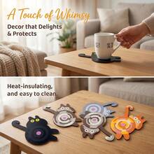 1/3組可愛貓咪木製動物杯墊 飲品用 農舍風桌面裝飾 居家宿舍裝飾 個性化聖誕教師禮物 桌面室內DIY擺飾 - 貓咪杯墊 - 查看 6