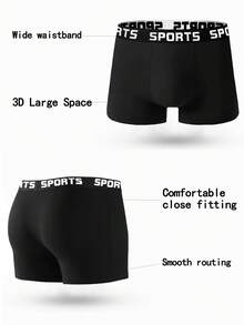 4pcs/Pack Plus Size Men's Casual Boxer Briefs, SOFT Stretchy Trunks, Sports Shorts - Multicolor - View 3