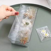 40pcs/60pcs/100pcs/PVC Transparent Jewelry Anti-Oxidation Zipper Bags, Plastic Bags For Packaging Jewelry Rings And Accessories, 46 Micron Thickness Material, Polyethylene Storage Bags For Earrings And Ornaments, 2 Desktop Storage Boxes, Jewelry Bag Storage Box, Multifunctional Desktop Organizer - Clear - View 4