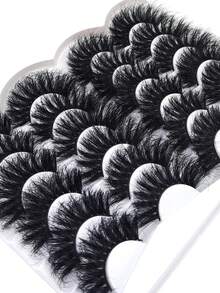 HBZGTLAD 12 Pairs Multi-Style Extra Long Thick Natural Fluffy Cat Eye Wispy False Eyelashes, Black Band Strip Lashes, Thick Volume Extension Look D Curl Cat Eye Natural Appearance Faux Mink 3D Fluffy Russian Strip Lashes, Reusable For Daily Wear And Practice - View 2