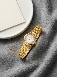 1 pieza Reloj de cuarzo delicado, pequeño, elegante y versátil para mujer, adecuado para uso diario - Dorado - Ver 3