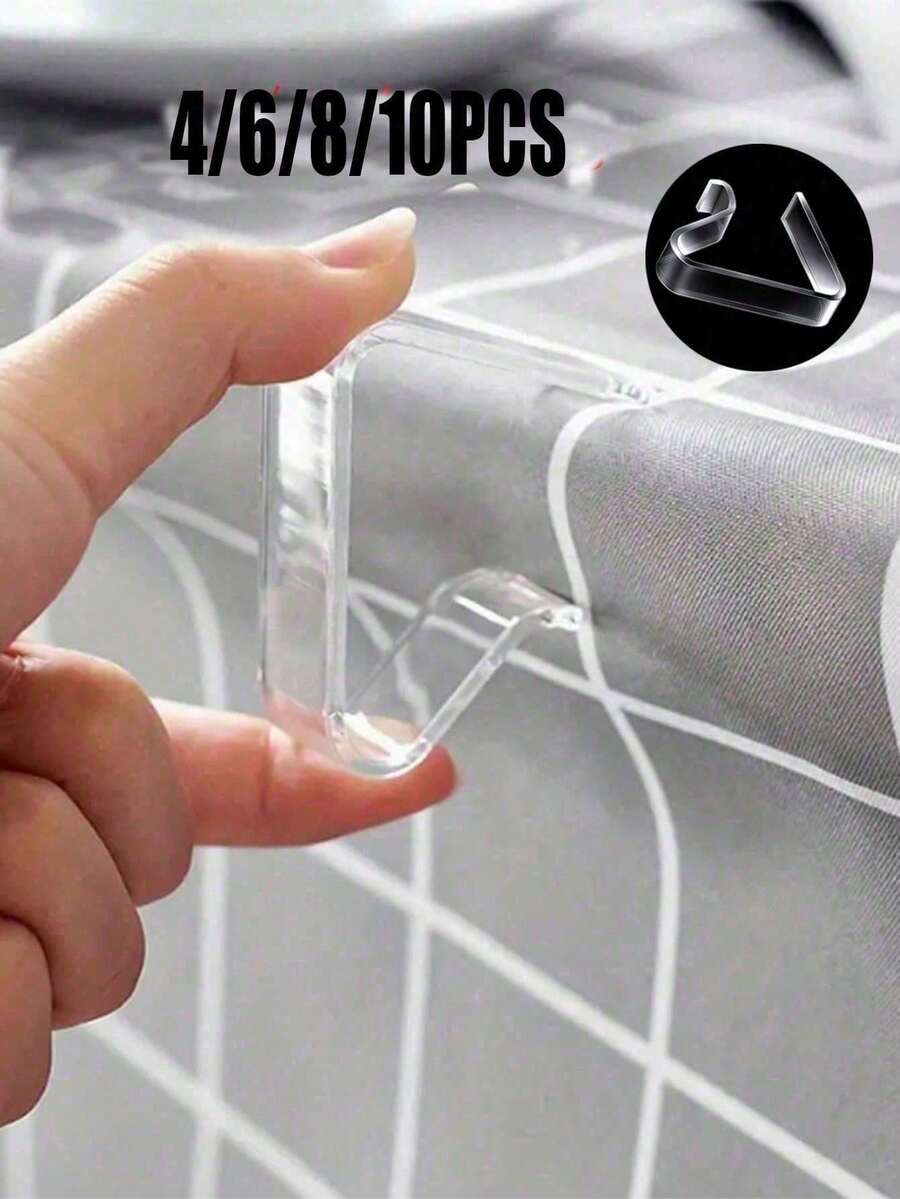 10pcs Transparent Non-Slip Tablecloth Clips, Kitchen Home Tablecloth Fasteners, Anti-Slip Fixing Buckles, Suitable For Wedding Party And Family Dinner, Essential Tablecloth Fasteners For Kitchen, Restaurant, Hotel - Multicolor - View 1