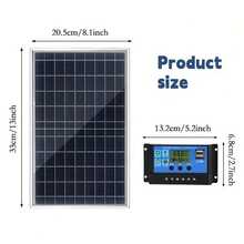 30W Portable Solar Panel Kit For Yard & Villa, Optional 100A Controller, Output 12V-18V-24V USB 5V, Suitable For Power Bank, Phones, Watches, And Solar Home Systems - Black - View 5