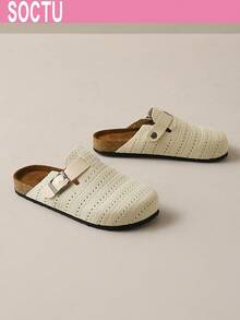 Women's Spring New Round Toe Thick Sole Comfortable Closed Toe Soft Bottom Casual Fashion Versatile Slippers - Beige - View 5