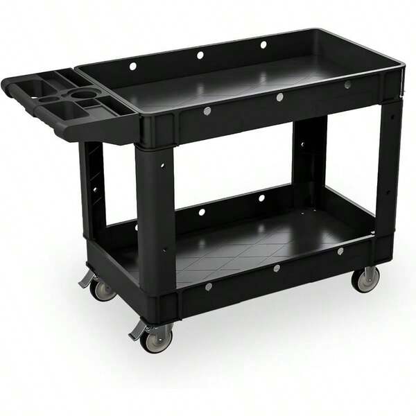 Heavy-Duty Utility Cart With 2 Shelves, 550 Lbs Capacity  360° Swivel Wheels