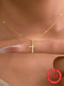 1 件 S925 银镀金迷你镶嵌锆石项链，精致锁骨链，适合送给女朋友的礼物 - 錘紋項鍊 - 查看 1