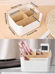 1 pieza Caja organizadora de cables de madera de bambú, organizador de cables de datos, caja de almacenamiento de cables de alimentación, caja de clasificación, estante de cables de computadora, caja de enchufes - Multicolor - Ver 9