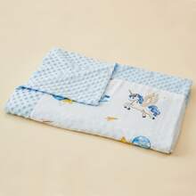 1PC Bamboo Cotton Muslin Minky Dot Blanket, Soft Soothing Baby Blanket, Spring Summer Cooling Air Conditioner Blanket, Baby Cover Blanket For Boy And Girl(140x110 CM) - Unicorn - View 1