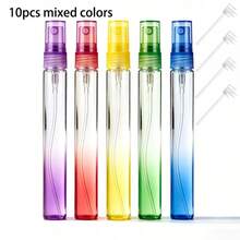 10pcs Gradient Color Glass Perfume Refillable Bottles, 10ml Multi-Color Mixed, Different Colors Contain Different Perfumes, Mini Samples Portable Travel Spray Bottles - View 9