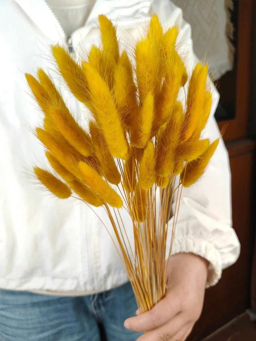 60/120/180/240支 44cm 人造兔尾草,居家裝飾人造兔尾草莖,適用於波希米亞風花卉裝飾、DIY手工藝、居家廚房與婚禮裝飾、聖誕裝飾、感恩節裝飾、DIY花環裝飾 - 黃色 - 查看 1