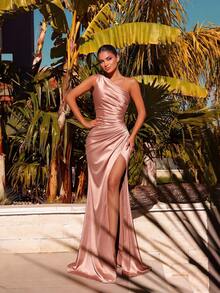 ADYCE Women's Pleated High Slit Waist Cocktail Party Long Dress, Suitable For Formal Balls Or Graduation Ceremonies - Pink - View 3