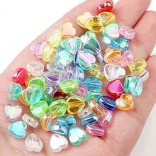 35/55/88/100/200Pcs Colorful Heart-Shaped Acrylic Beads Transparent Colorful Heart Beads For Jewelry Making DIY Craft Materials Random Colors - Multicolor - View 8
