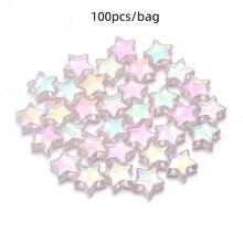 100pcs AB Plated Acrylic Pentagram Straight Hole Beads, Colorful Cute Loose Beads For DIY Bracelet, Necklace, Jewelry Making Accessories - Five-pointed Star Bead - View 21