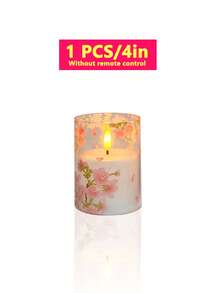3pcs Flameless Candle Lights With Timer Remote Control, Battery Powered Cherry Blossom Warm Light, Suitable For Christmas, Halloween, Valentine's Day, Mother's Day, Gift, Birthday, Proposal, Wedding, Dining Table, Party - Cherry Blossoms - Warm Light - View 12