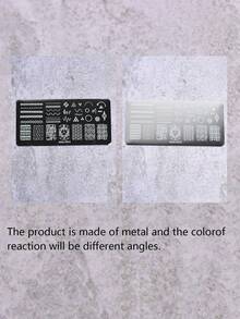 5pcs Nail Art Transfer Geometric Line French Flower Plaid Nail Stamping Templates DIY Nail Art Tools - Silver - View 5