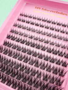 120pcs Lightweight Natural Eyelash Clusters 8-16mm Medium Length Individual False Eyelashes With Pointed Tips, Suitable For Women DIY Home Eyelash Extensions - D - View 3