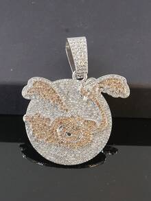Hip Hop Full Rhinestone Flamingo Runner Pendant Cuban Chain Necklace, Heavy Rhinestone Inlaid Cuban Chain Rap Style Birthday Personalized Gift Jewelry - Cartoon Ostrich Pendant Necklace - View 19
