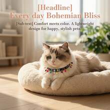1 pieza Collar para mascotas con estampado geométrico colorido de estilo bohemio, con decoración de cuentas colgantes de colores, cadena dorada ajustable para gatos y perros, accesorio para mascotas ligero, adecuado para uso diario, fotografía, fiestas y festivales de primavera/verano - Multicolor - Ver 12
