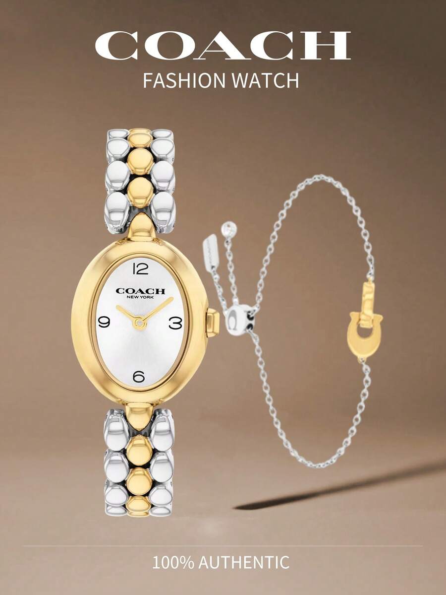 Coach SAMMY Women's Quartz Watch Alloy Watches Elegant Dial Watches With Chain Strap - Silver and Gold - View 1
