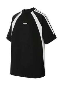 Adidas 男士夏季運動休閒百搭舒適短袖T恤 - 黑色/白色 - 查看 2