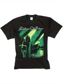 Men's Graphic T-Shirt – Black Crew Neck Shirt With Vibrant Green Album Cover Print, Regular Fit Casual Shirt For Men, All-Season Comfort, Machine Washable, Music Apparel - Black - View 1